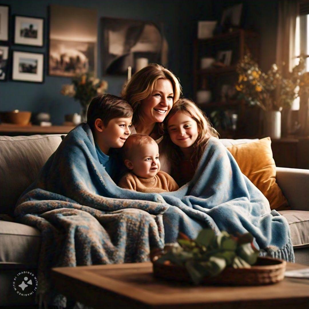 A heartwarming image of a mother and her children together on Mother's Day